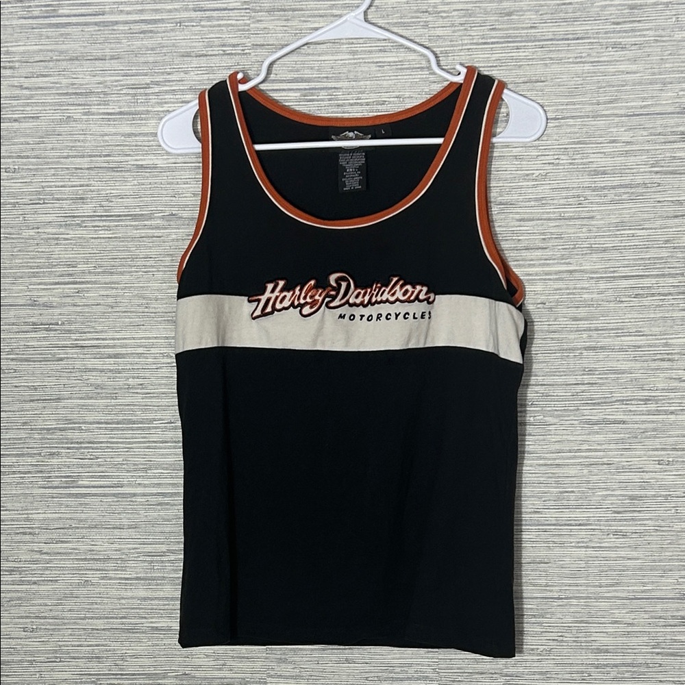 Harley-Davidson Black Tank Top – Logo Embroidery Size L 174